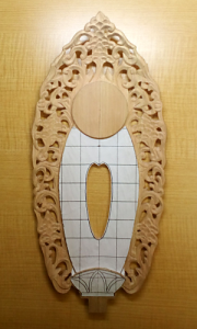 唐草を彫る(全体)(光舟形背の彫り方) 唐草を彫る(全体)(舟形光背の彫り方)