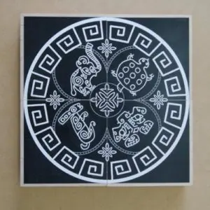 板材に下絵の貼り付け完了