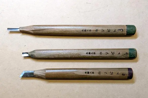 キワ刀12mm、浅丸刀6mm、浅丸刀3mm